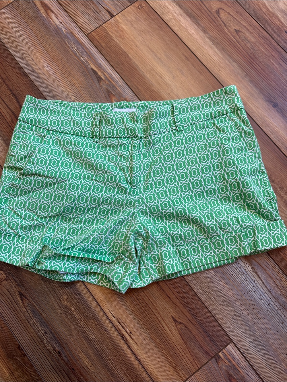 New York & Company Green Geometric Shorts
